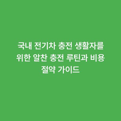 국내 전기차 충전 생활자를 위한 알찬 충전 루틴과 비용 절약 가이드