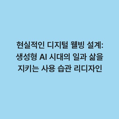 현실적인 디지털 웰빙 설계: 생성형 AI 시대의 일과 삶을 지키는 사용 습관 리디자인