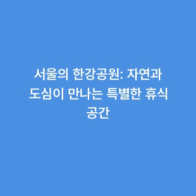 서울의 한강공원: 자연과 도심이 만나는 특별한 휴식 공간