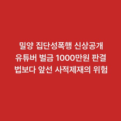 밀양 집단성폭행 신상공개 유튜버 벌금 1000만원 판결 법보다 앞선 사적제재의 위험