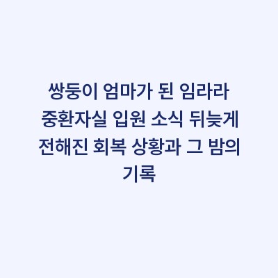 쌍둥이 엄마가 된 임라라 중환자실 입원 소식 뒤늦게 전해진 회복 상황과 그 밤의 기록