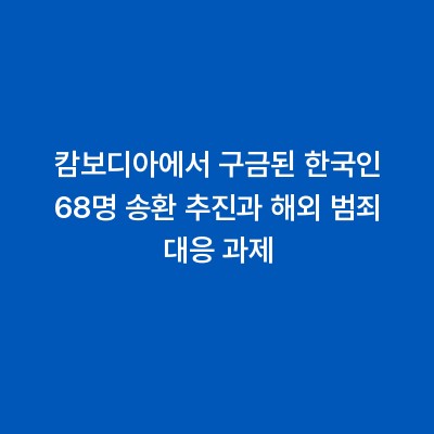 캄보디아에서 구금된 한국인 68명 송환 추진과 해외 범죄 대응 과제