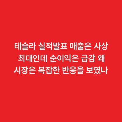 테슬라 실적발표 매출은 사상 최대인데 순이익은 급감 왜 시장은 복잡한 반응을 보였나