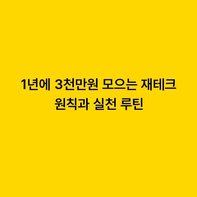 1년에 3천만원 모으는 재테크 원칙과 실천 루틴