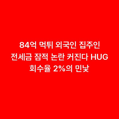 84억 먹튀 외국인 집주인 전세금 잠적 논란 커진다 HUG 회수율 2%의 민낯
