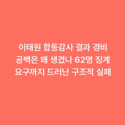 이태원 합동감사 결과 경비 공백은 왜 생겼나 62명 징계 요구까지 드러난 구조적 실패