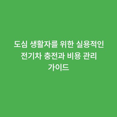 도심 생활자를 위한 실용적인 전기차 충전과 비용 관리 가이드