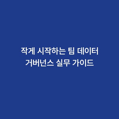 작게 시작하는 팀 데이터 거버넌스 실무 가이드