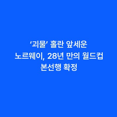 ‘괴물’ 홀란 앞세운 노르웨이, 28년 만의 월드컵 본선행 확정