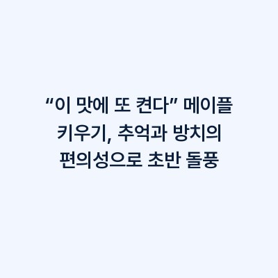 “이 맛에 또 켠다” 메이플 키우기, 추억과 방치의 편의성으로 초반 돌풍