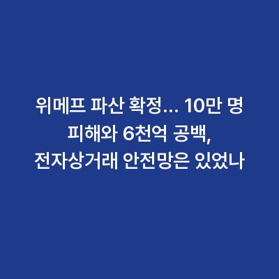 위메프 파산 확정… 10만 명 피해와 6천억 공백, 전자상거래 안전망은 있었나
