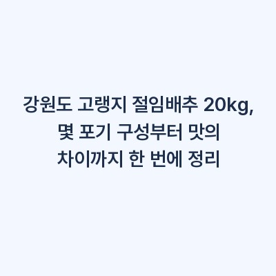 강원도 고랭지 절임배추 20kg, 몇 포기 구성부터 맛의 차이까지 한 번에 정리