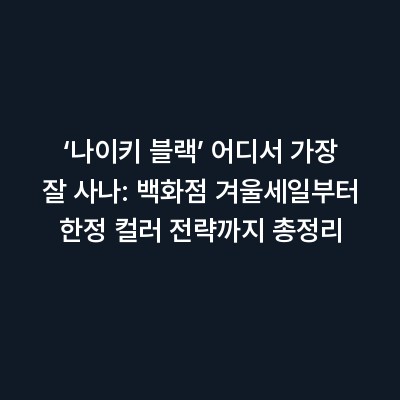 ‘나이키 블랙’ 어디서 가장 잘 사나: 백화점 겨울세일부터 한정 컬러 전략까지 총정리