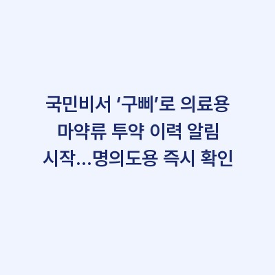 국민비서 ‘구삐’로 의료용 마약류 투약 이력 알림 시작…명의도용 즉시 확인