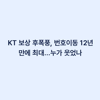 KT 보상 후폭풍, 번호이동 12년 만에 최대…누가 웃었나