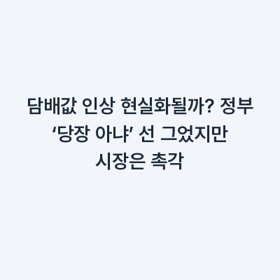 담배값 인상 현실화될까? 정부 ‘당장 아냐’ 선 그었지만 시장은 촉각