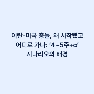 이란-미국 충돌, 왜 시작됐고 어디로 가나: ‘4~5주+α’ 시나리오의 배경
