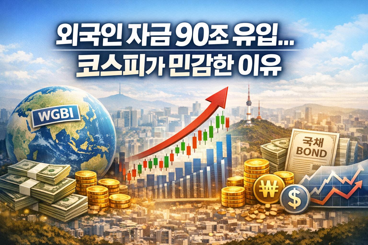 외국인 자금 90조 유입…코스피가 민감한 이유 - WGBI 편입으로 촉발된 자금 흐름이 주식·국채·환율에 미치는 복합적 영향 정리
