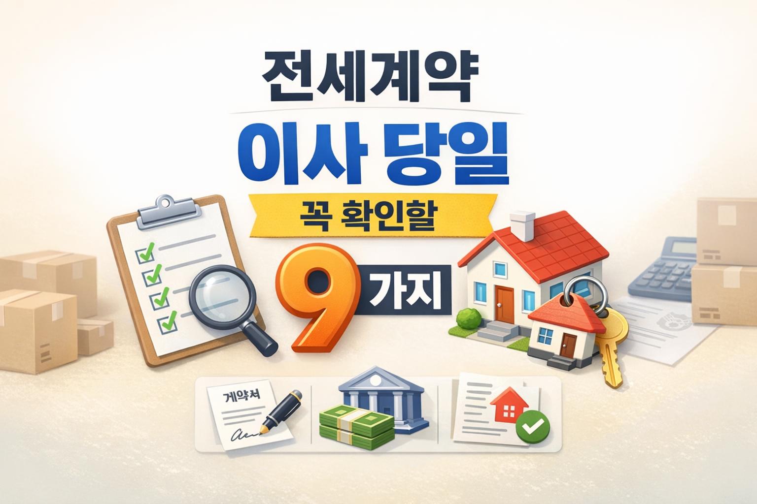 전세계약 잔금일 점검: 이사 당일 꼭 확인할 9가지